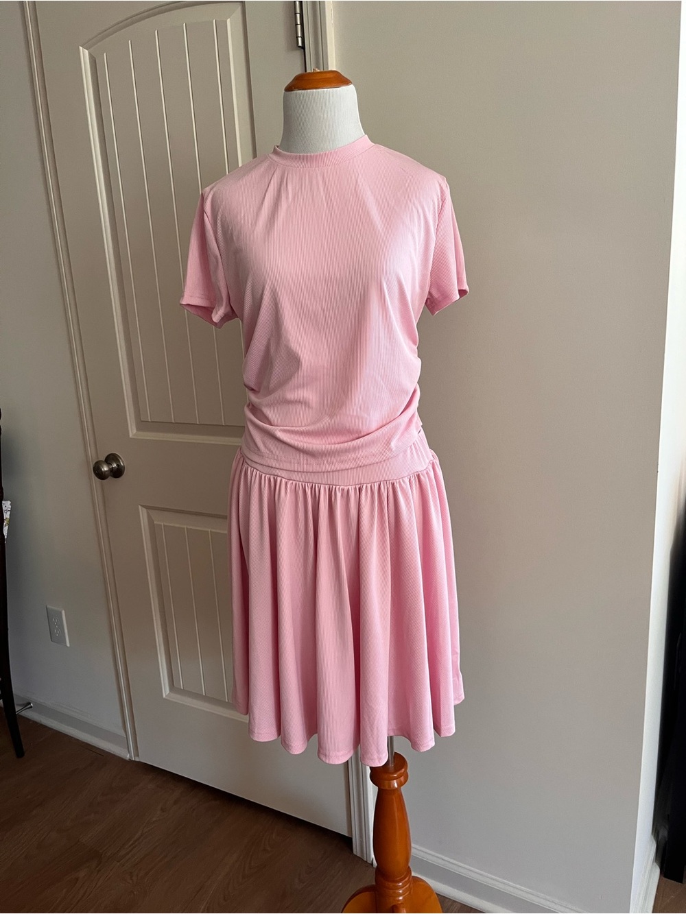 Pink Women's Gathered Waist Shirt and skort set